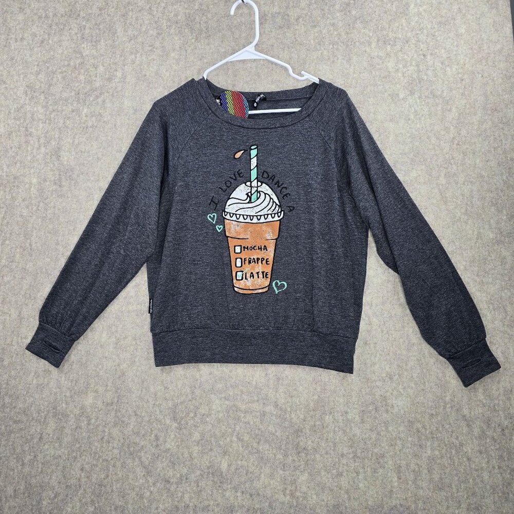 Sugar And Bruno Womens Slouchy Raglan Sweatshirt Gray Small Cotton/Poly Blend